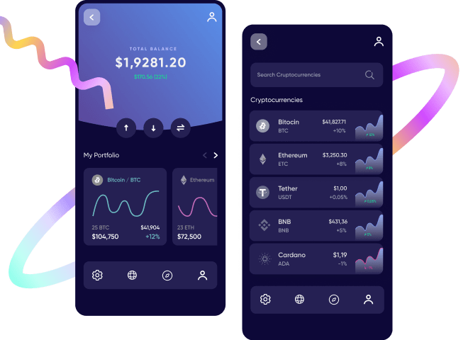 Crypto wallet UI and blockchain network