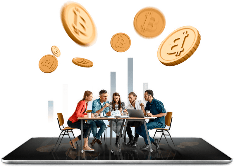 Decentralized Finance ecosystem illustration with smart contracts and Web3 wallets