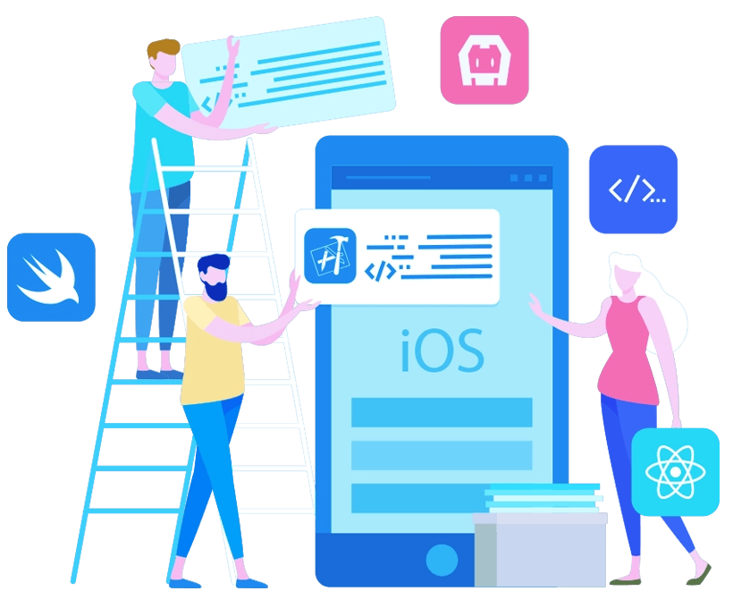 iOS mobile app development illustration