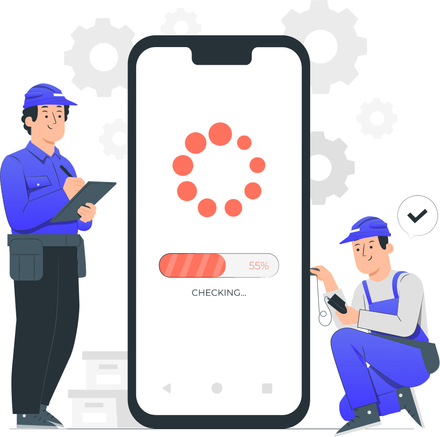Mobile app performance monitoring and maintenance illustration