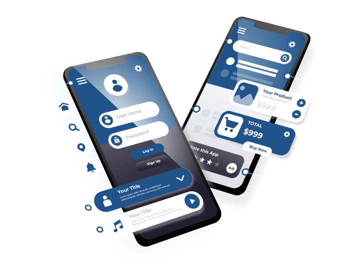 Mobile app user interface design mockup