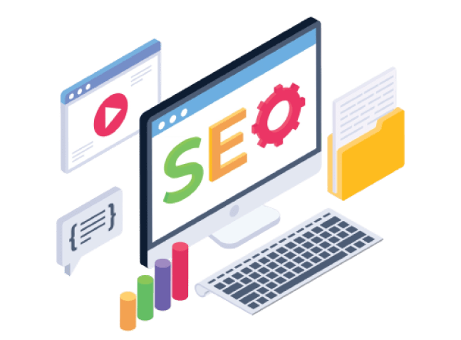 SEO dashboard and analytics charts illustration