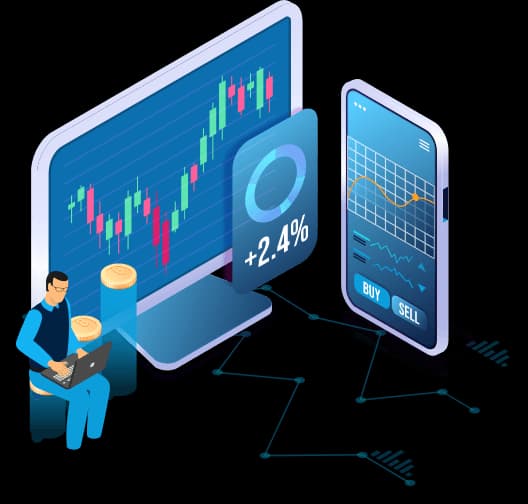 Crypto exchange UI with trading charts and order book