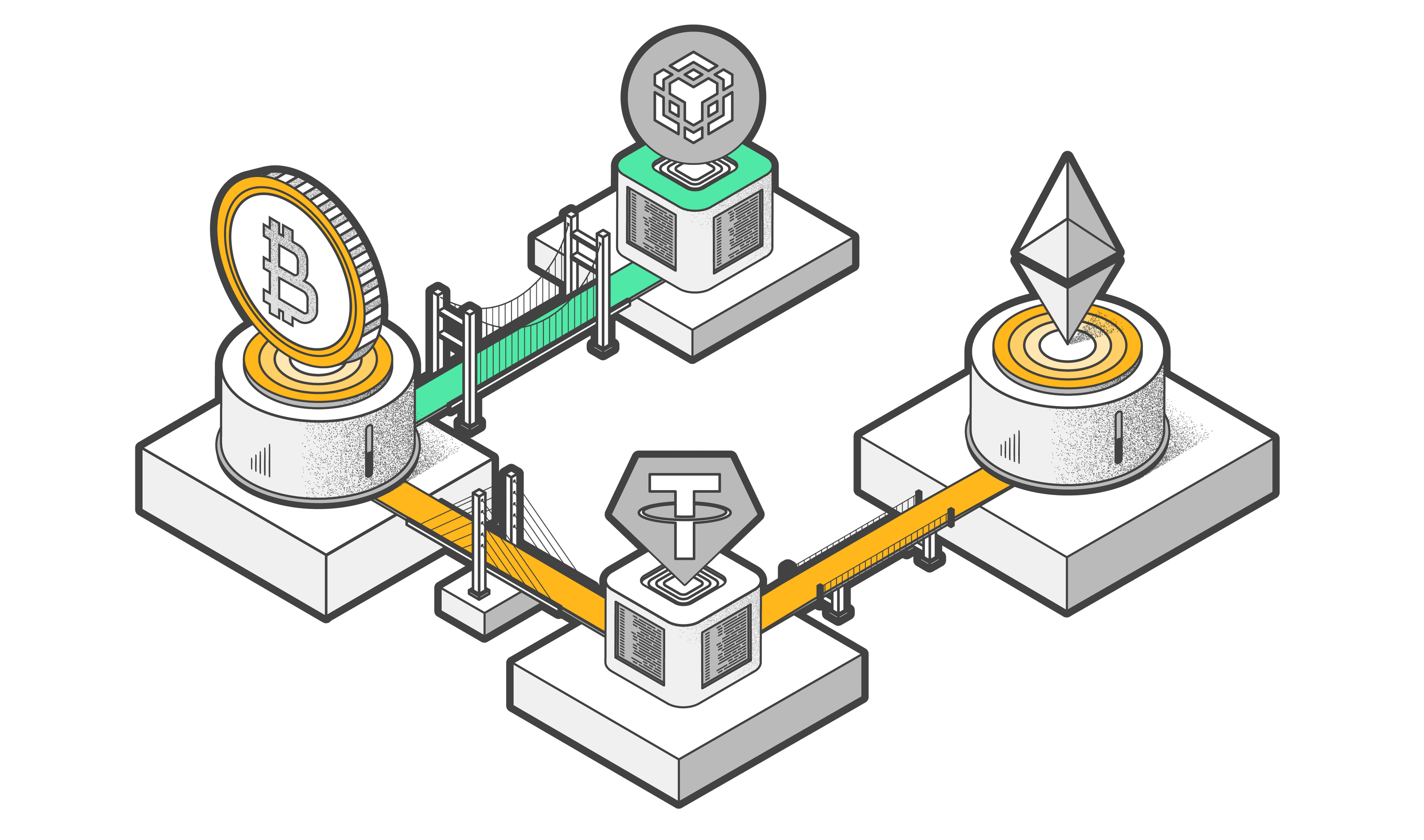 Blockchain interoperability concept with connected networks