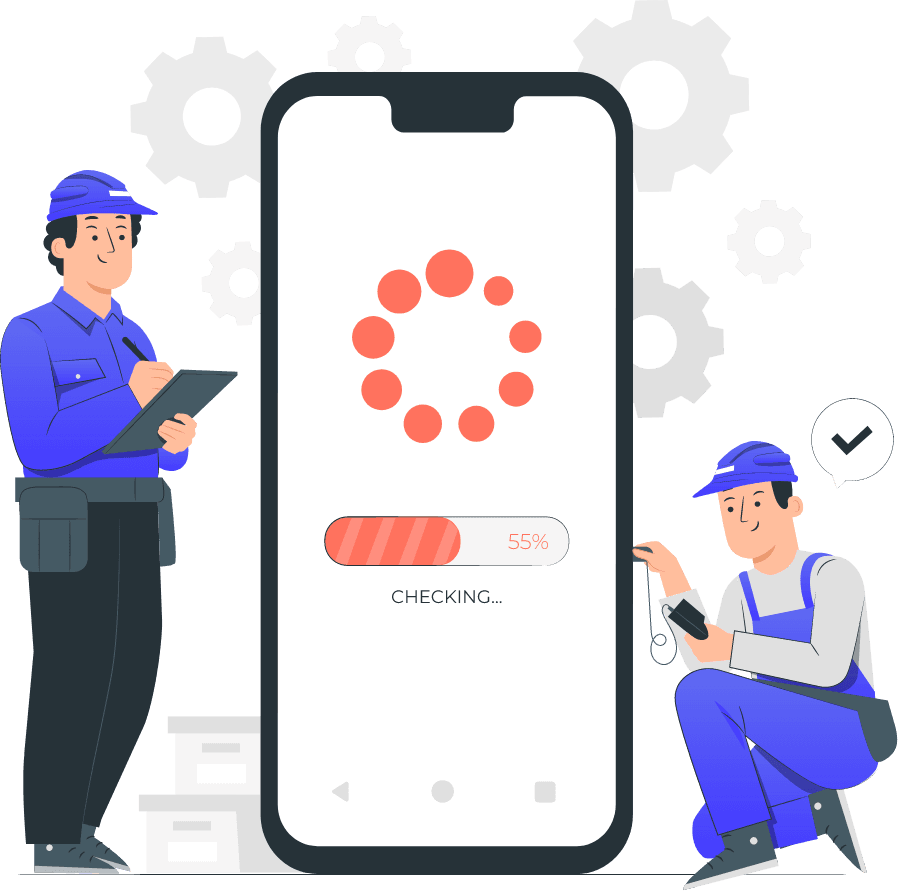 Mobile app performance monitoring and maintenance illustration