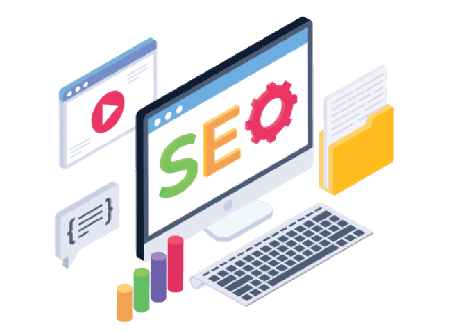 SEO dashboard and analytics charts illustration